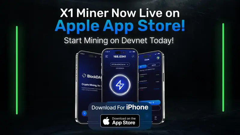 立即开采第 1 层：BlockDAG X1 矿工登陆 App Store，而 Filecoin 集成 GetBlock 和 DOGE 价格下降